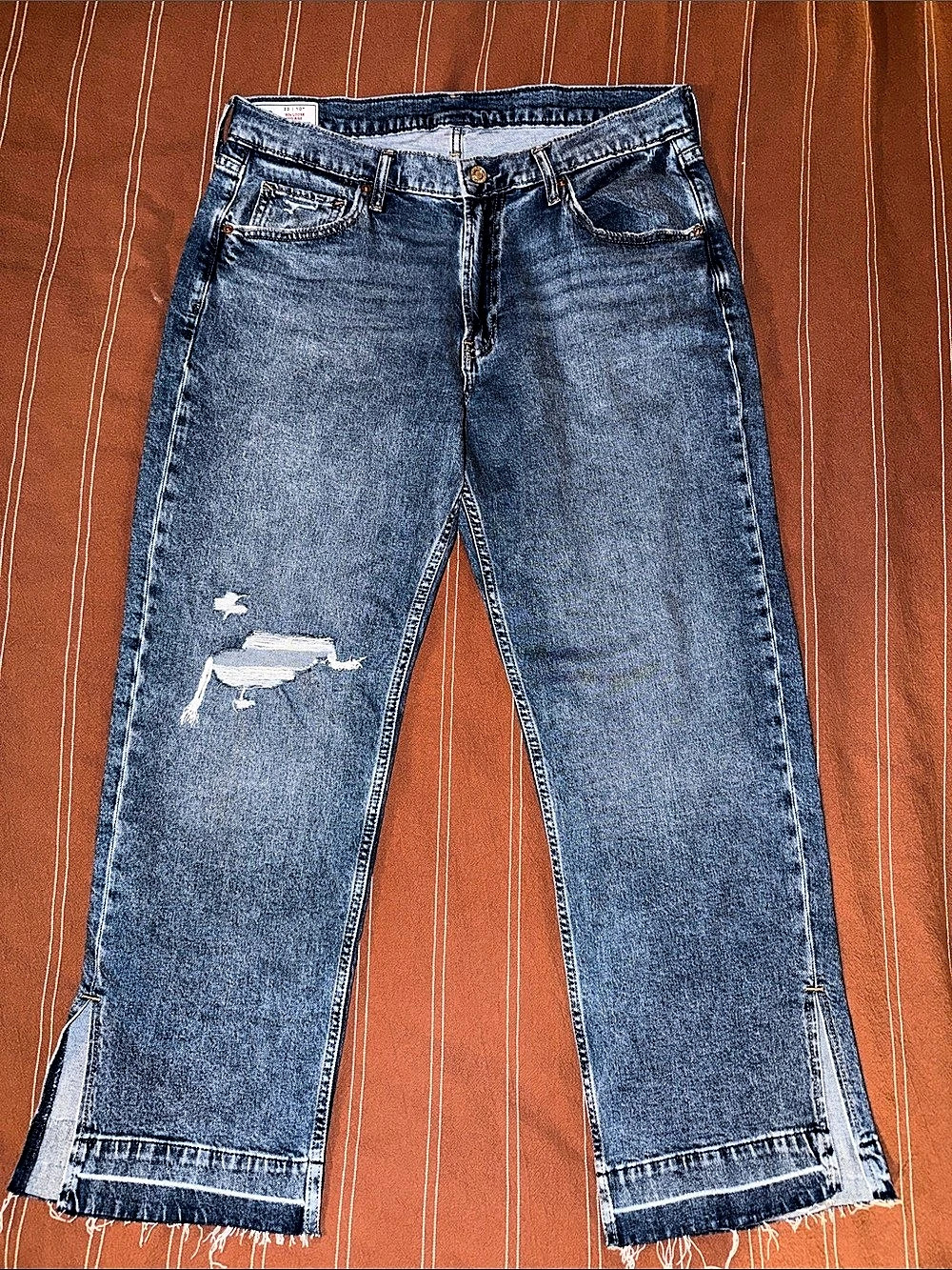 Gap 90s Loose Mid Rise Split Hem Jeans Blue Waist 30 Petite
